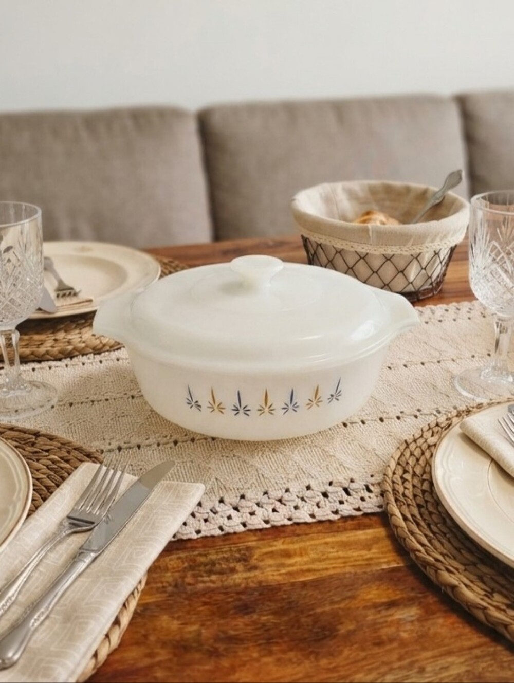 Vintage Fire-King Starburst Casserole Dish